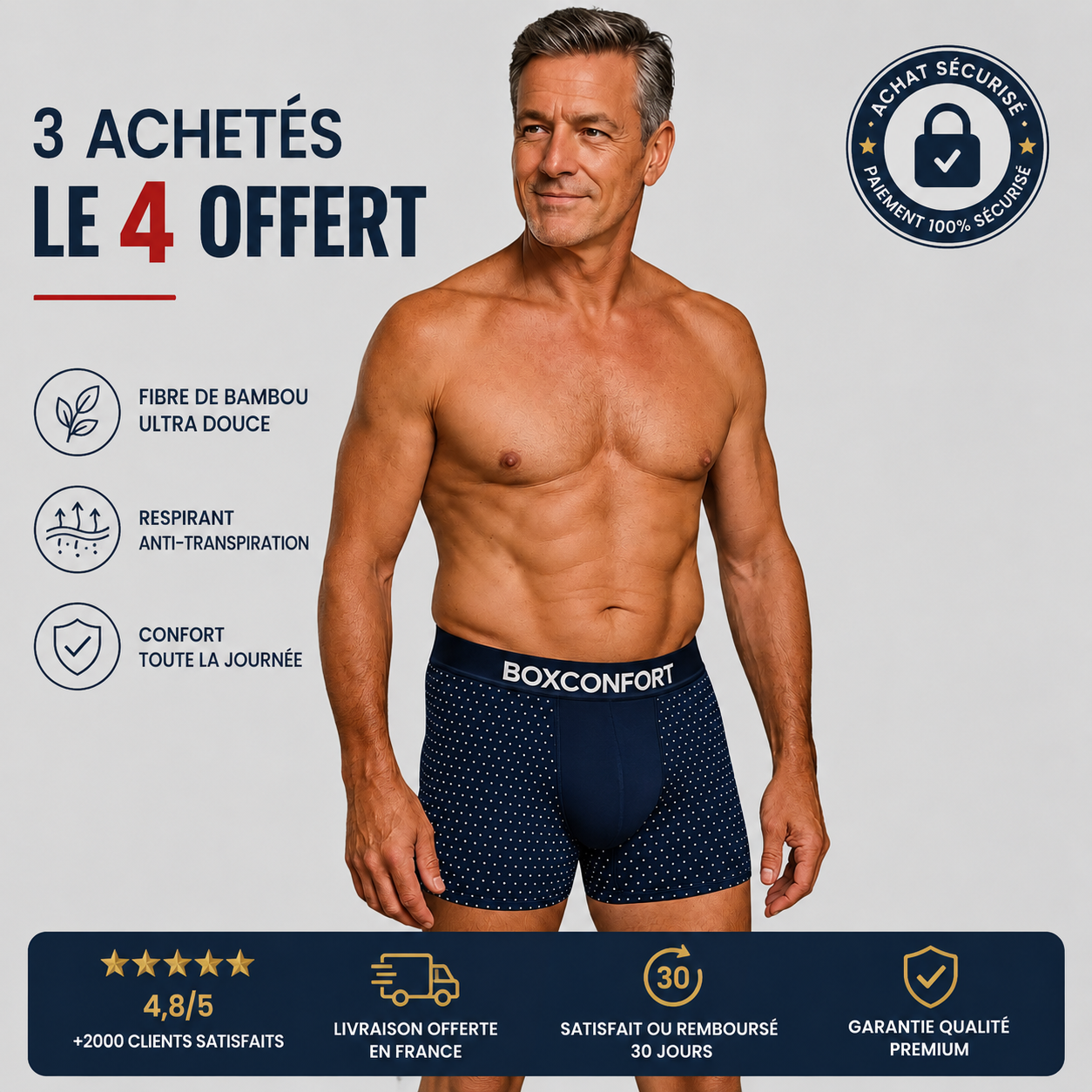 Lot de 4 Boxers Confort Responsable